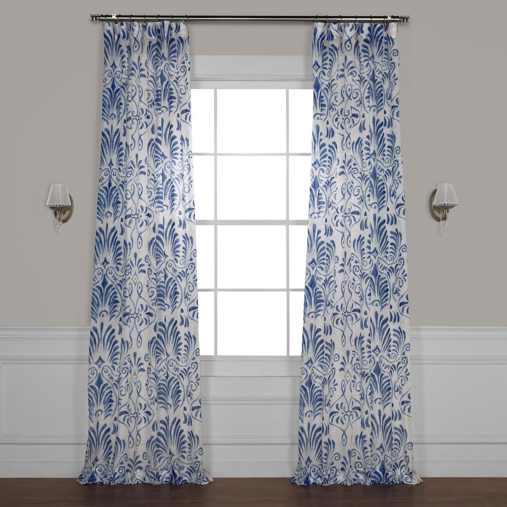 Exclusive Fabrics Furnishings Xenia Blue Printed Sheer Curtain 50 In W X 108 L Exclusive Fabrics Furnishings Xenia Blue Printed Sheer Curtain 50 In W X 108 L