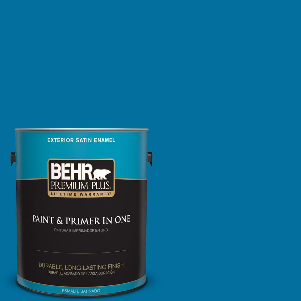 BEHR Premium Plus 1 Gal 550B 7 Blue Ocean Satin Enamel Exterior Paint