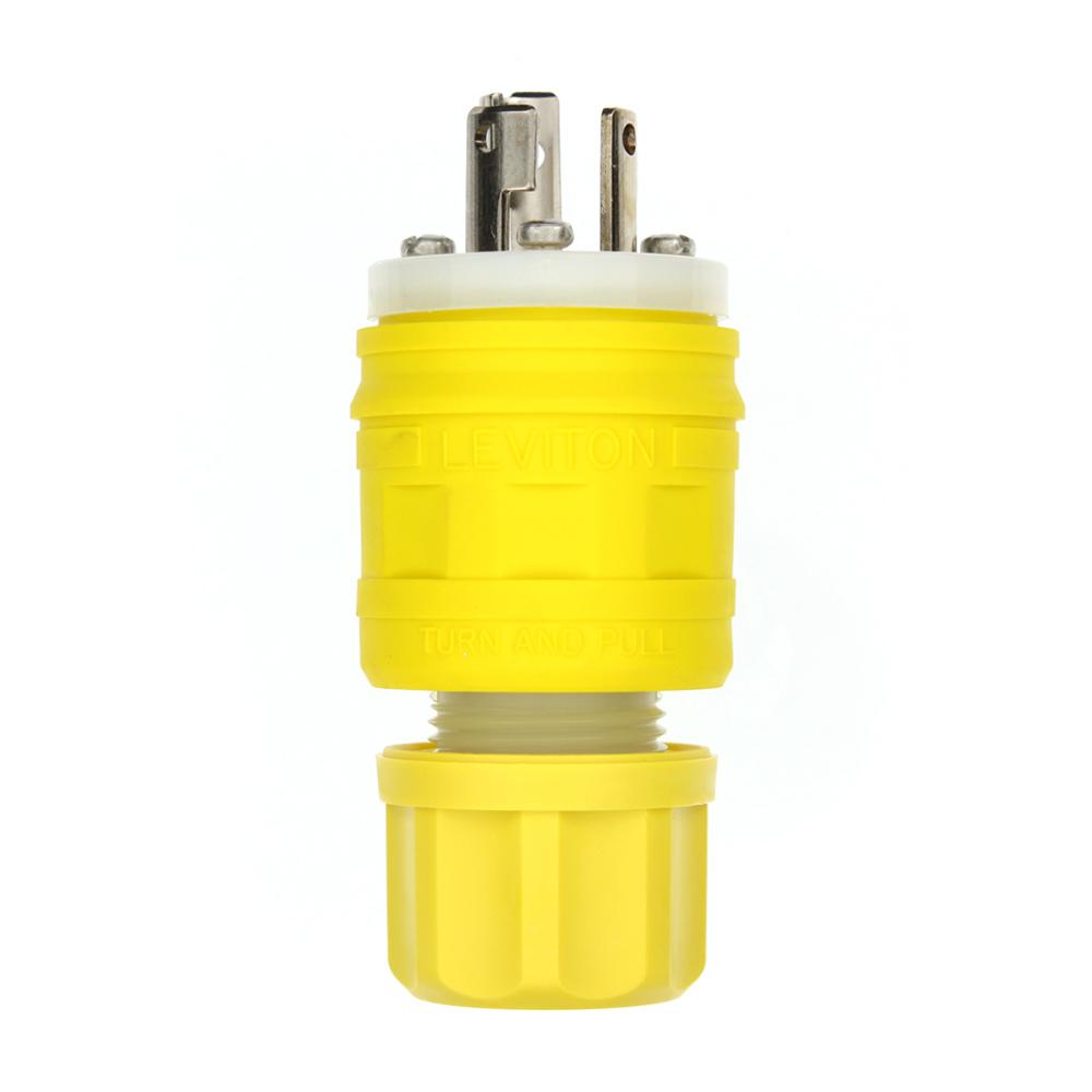 Leviton Volt Wetguard Locking Grounding Plug Yellow White