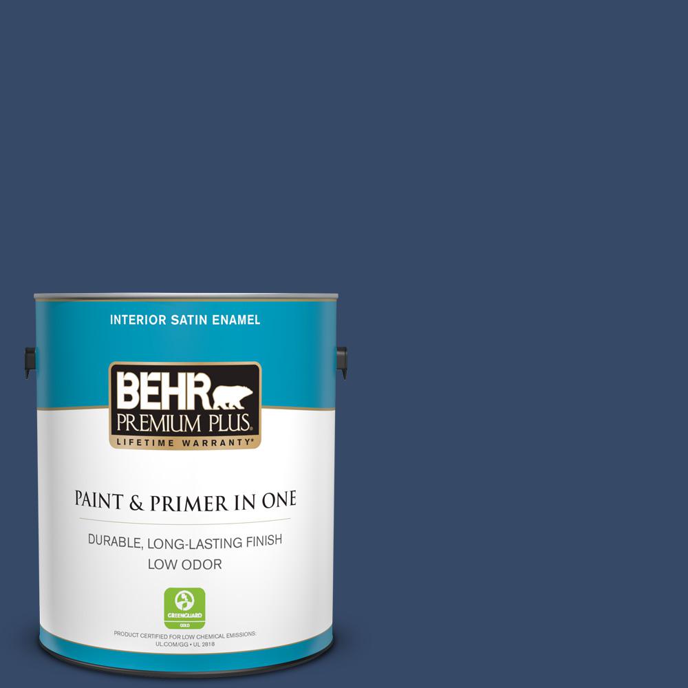 BEHR PREMIUM PLUS 1 Gal 580D 7 Deep Royal Satin Enamel Low Odor