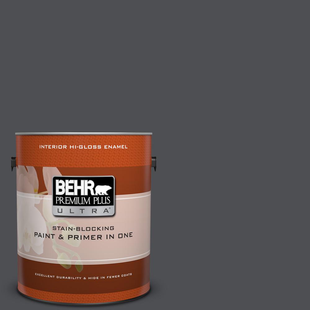 BEHR Premium Plus Ultra 1 Gal PPU18 1 Cracked Pepper Hi Gloss Enamel