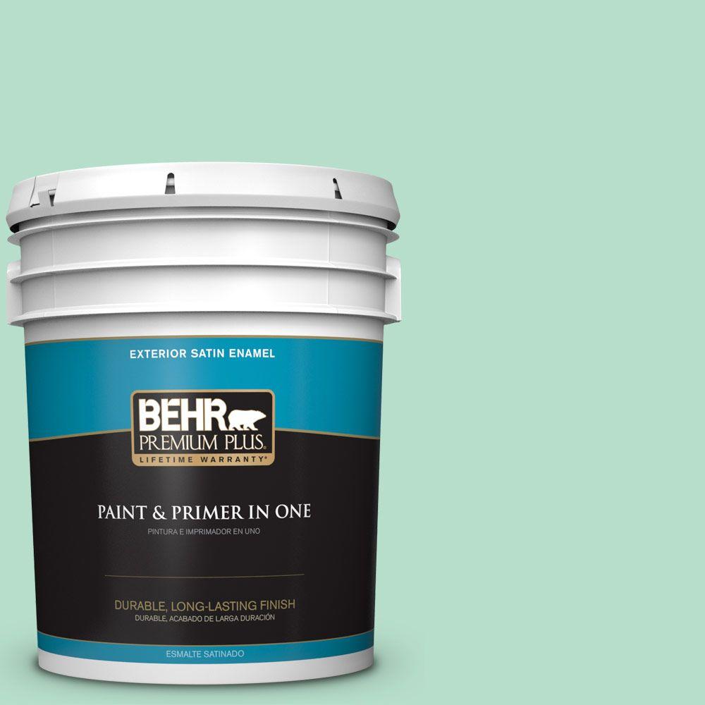 BEHR Premium Plus 5 Gal 480C 3 Aqua Bay Satin Enamel Exterior Paint