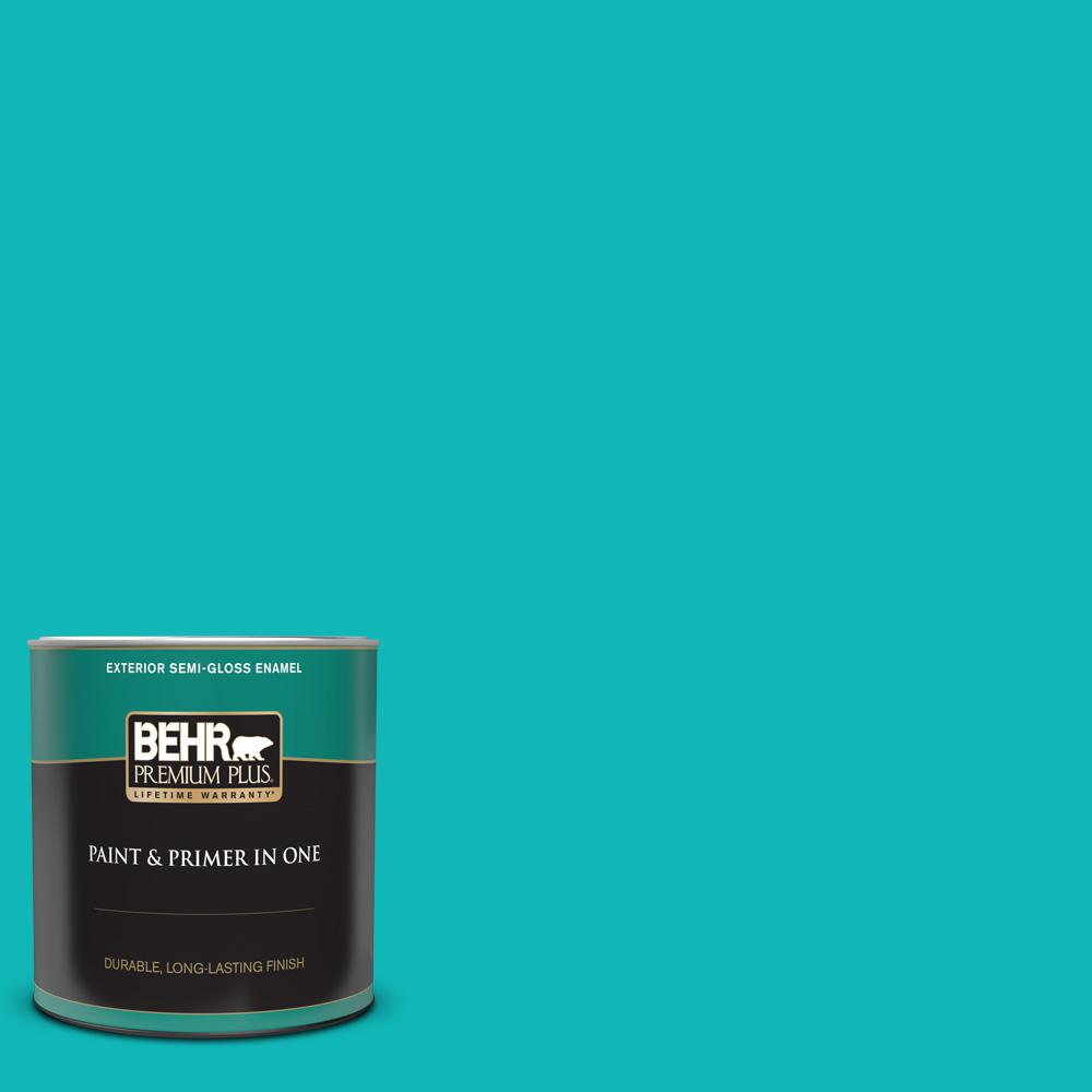 BEHR PREMIUM PLUS 1 Qt MQ4 21 Caicos Turquoise Semi Gloss Enamel