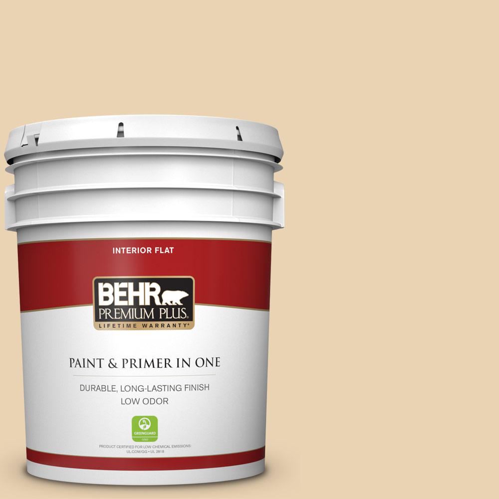 BEHR PREMIUM PLUS 5 Gal S300 2 Powdered Gold Flat Low Odor Interior