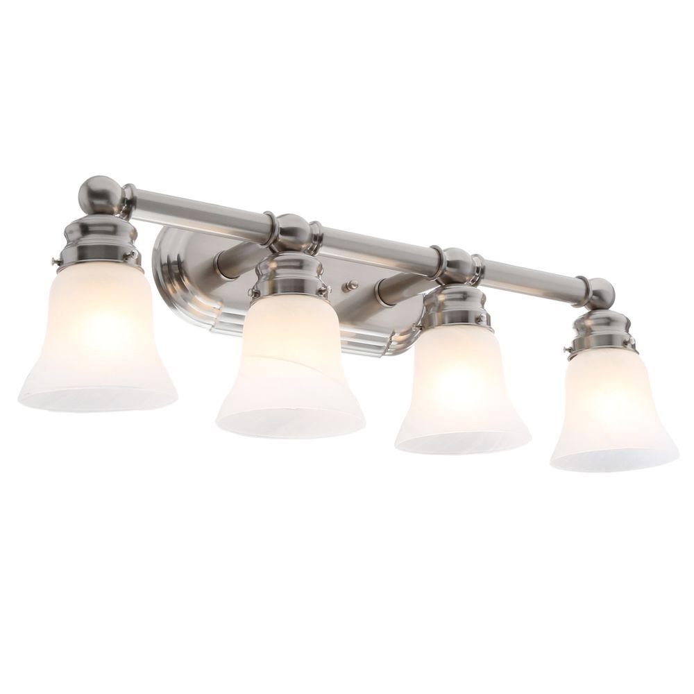 Hampton Bay 4 Light Brushed Nickel Bath Light 05382 The Home Depot