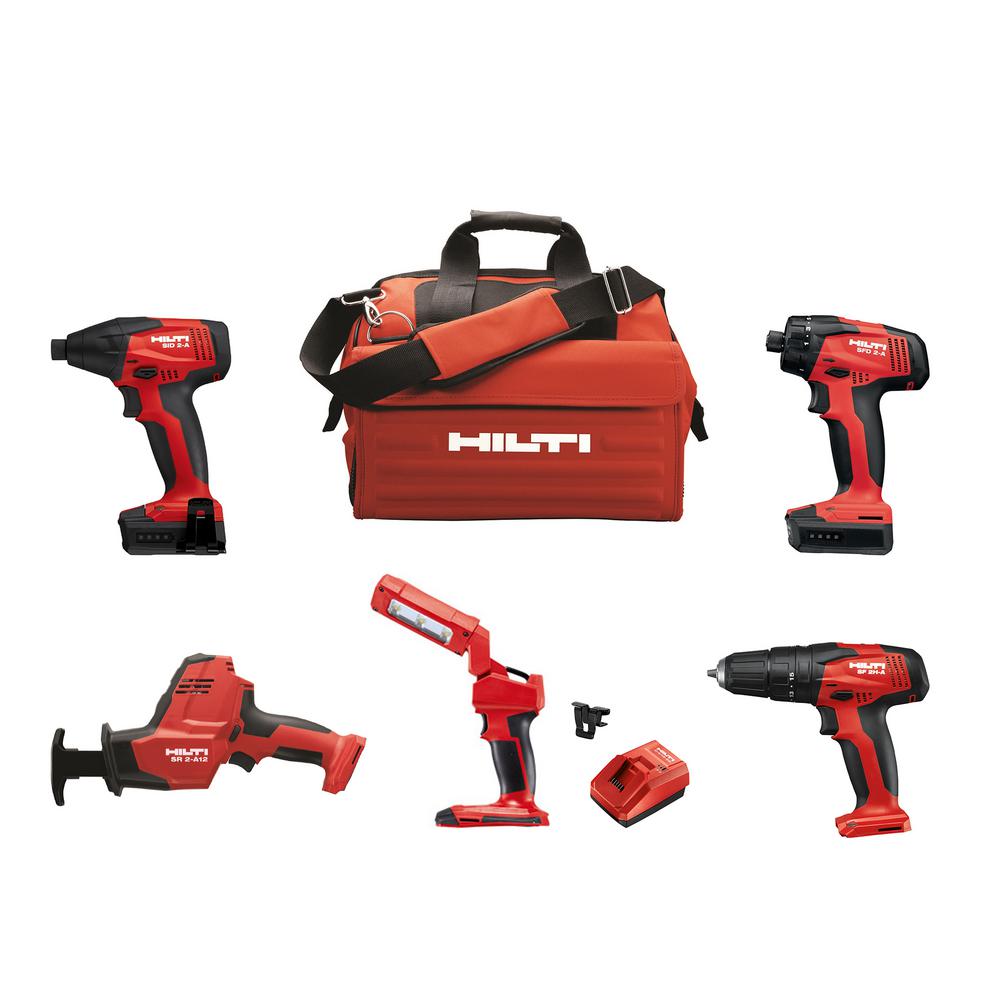 Hilti 12 Volt Cordless 5 Tool Combo With Recip Saw Hammer Drill Driver