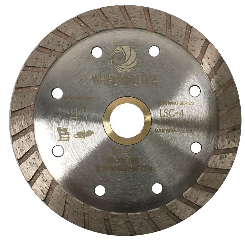 Whirlwind USA 4 In Turbo Rim Diamond Blade For Dry Or Wet Cutting