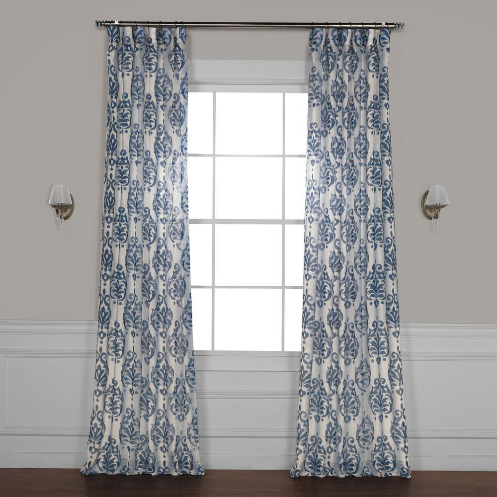 Exclusive Fabrics Furnishings Fresco Blue Printed Sheer Curtain 50 In W X 96 L Exclusive Fabrics Furnishings Fresco Blue Printed Sheer Curtain 50 In W X 96 L