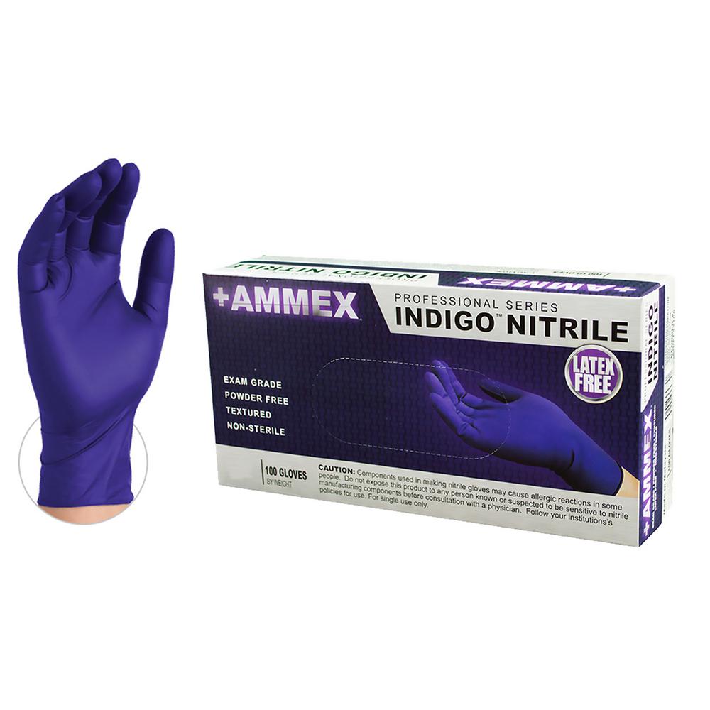 AMMEX Extra Large Indigo Nitrile Exam Latex Free Disposable Gloves Box