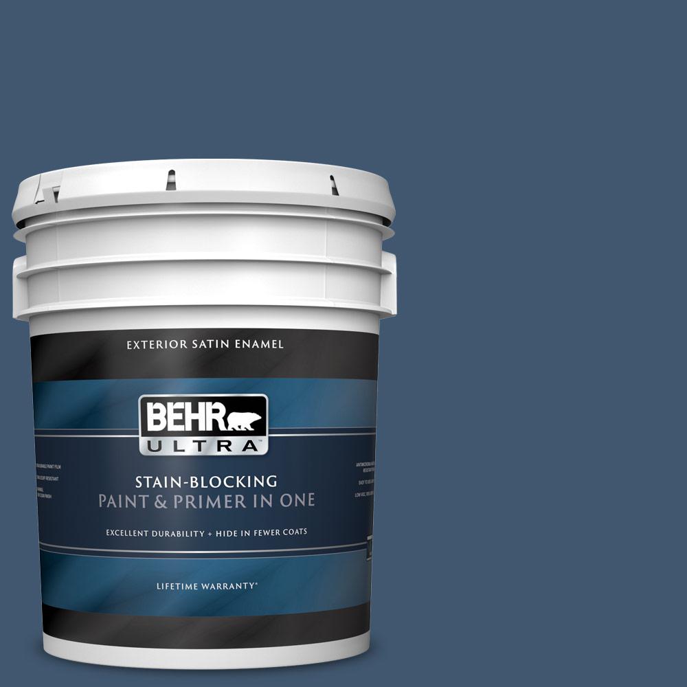 BEHR ULTRA 5 Gal S500 7 Infinite Deep Sea Satin Enamel Exterior Paint