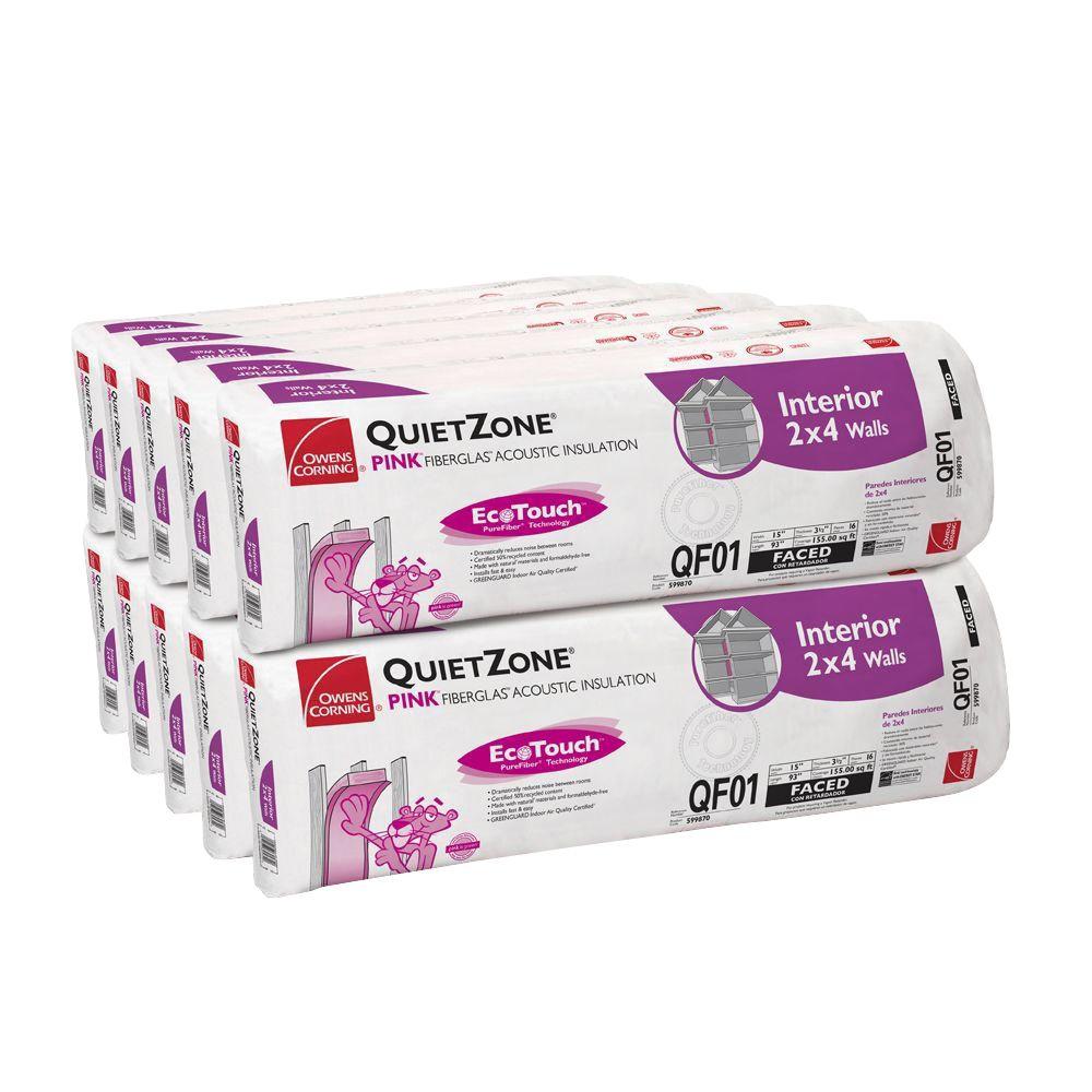 Owens Corning QuietZone EcoTouch PINK Acoustic Soundproofing Kraft Faced Fiberglass Insulation