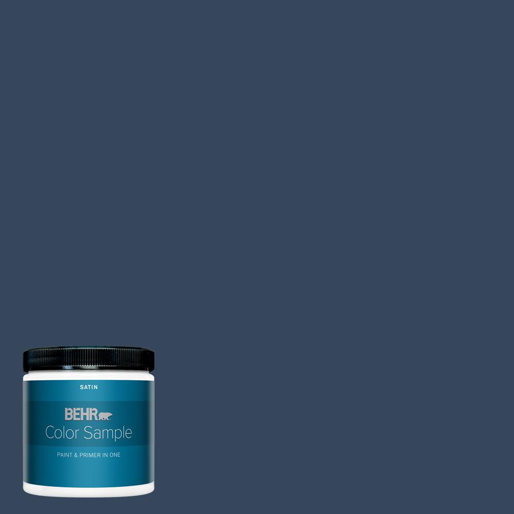 BEHR PREMIUM PLUS 8 Oz MQ5 54 Compass Blue Satin Enamel Interior