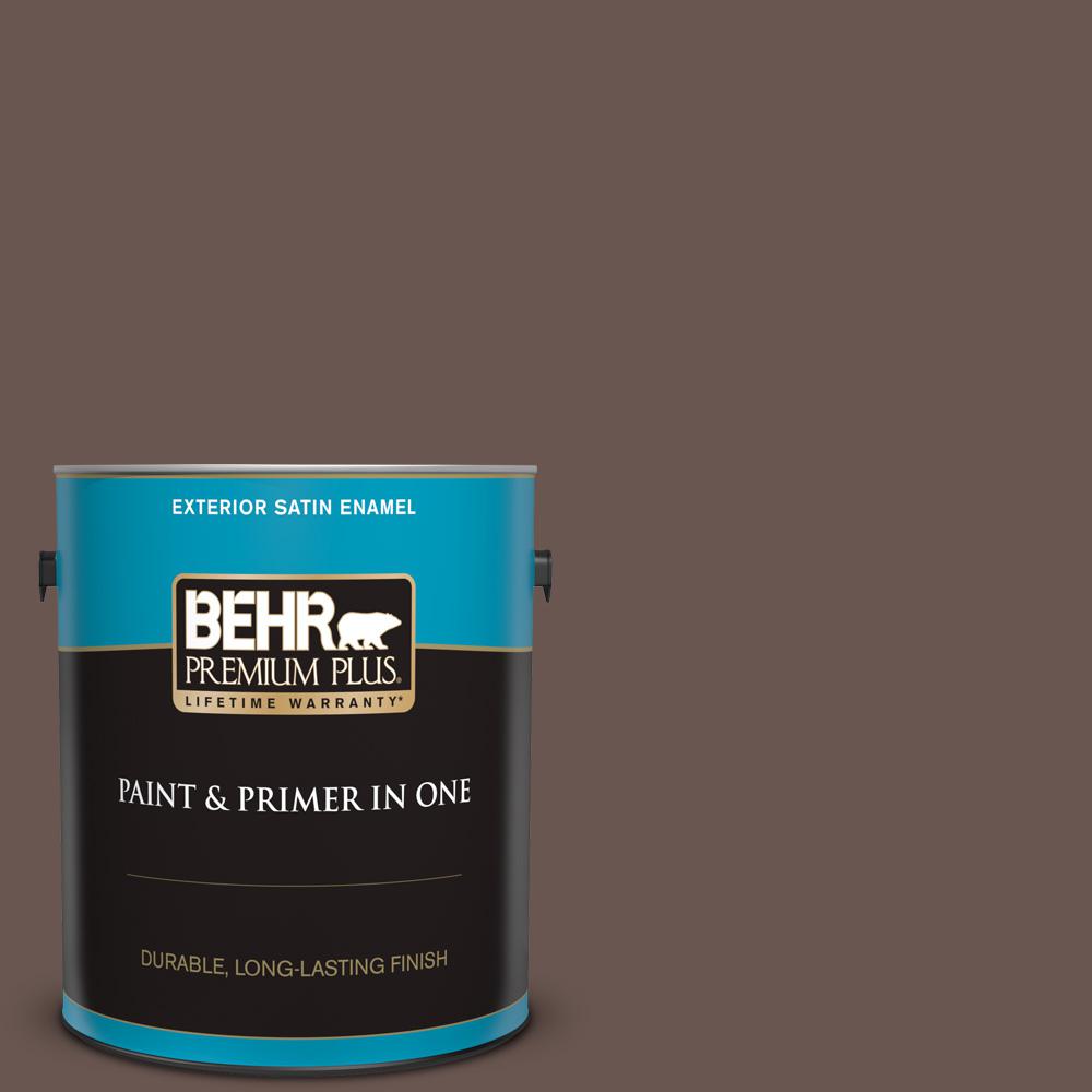 BEHR PREMIUM PLUS 1 Gal N180 7 Oiled Teak Satin Enamel Exterior Paint