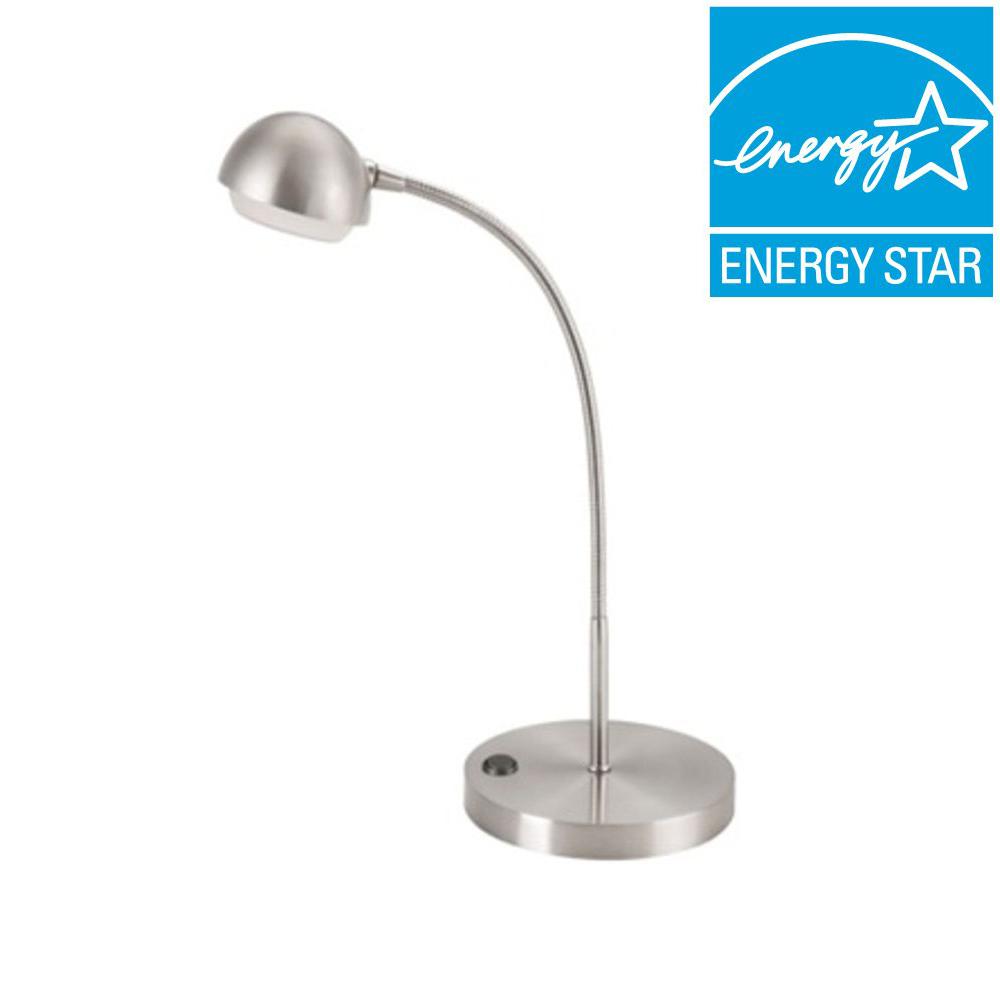 Hampton Bay 18 In Brushed Nickel LED Table Lamp 5A1600N SN The Home