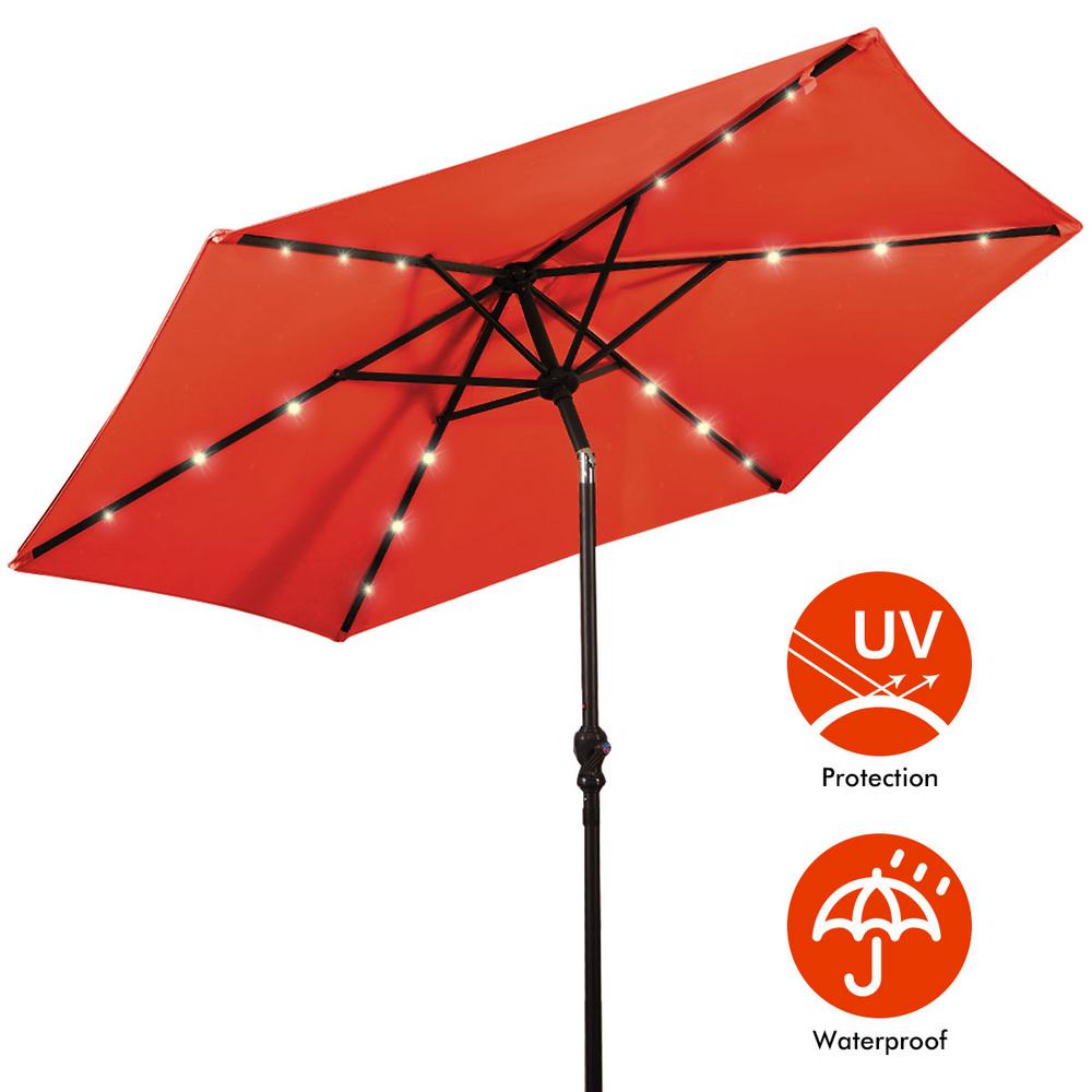 Costway 9 Ft Steel Cantilever Solar Tilt Patio Umbrella Led Lights With Crank Orange Op2804or The Home Depot