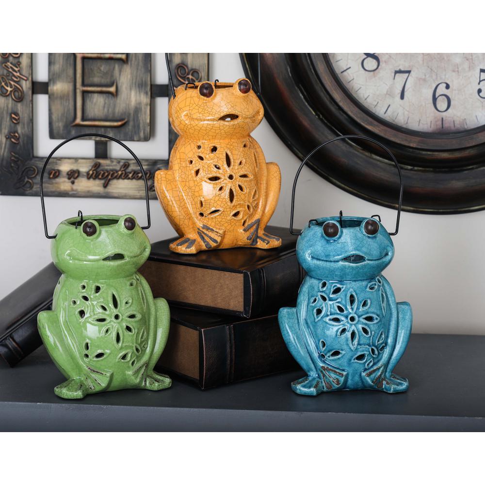 Ceramic Frog Candle Lanterns With Handle Pack The Home Depot