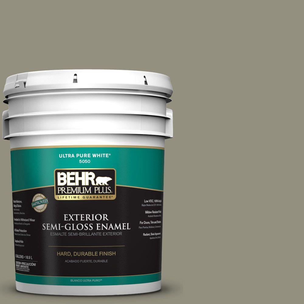 BEHR Premium Plus 5 Gal PMD 36 Mountain Sage Semi Gloss Enamel