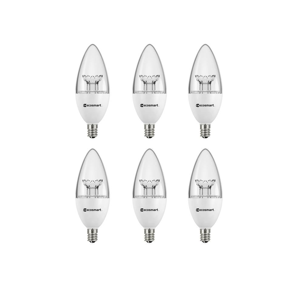 EcoSmart 40 Watt Equivalent B11 Dimmable Clear Blunt Tip Decorative