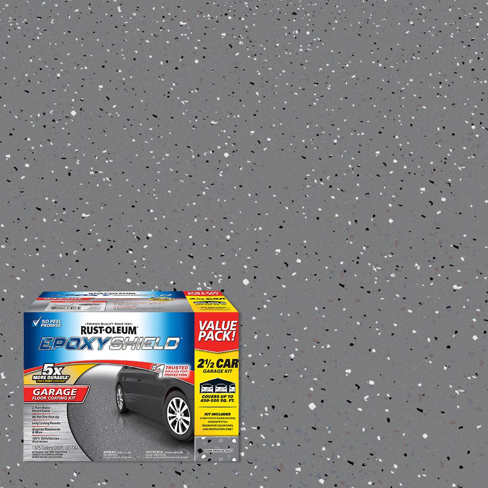 Rust Oleum EpoxyShield 240 Oz Dark Gray Gloss 2 5 Car Garage Floor Kit