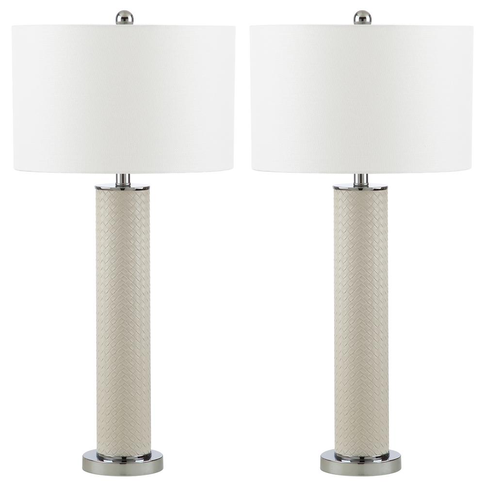 Safavieh Dolce In Navy Gold Column Table Lamp With Off White Shade