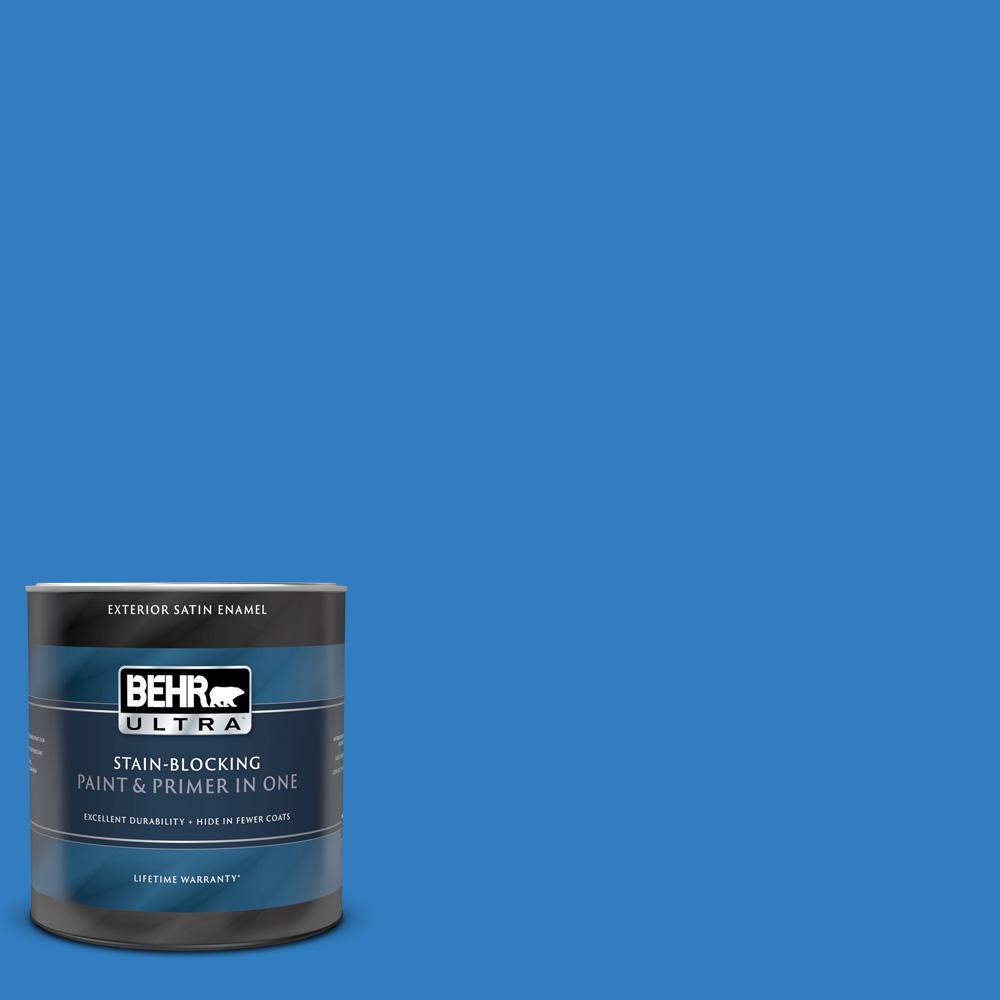 BEHR ULTRA 1 Qt P510 6 Brilliant Blue Satin Enamel Exterior Paint And