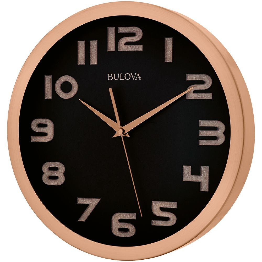 Bulova 14 In H X 14 In W Round Wall Clock In Brushed Copper C4812