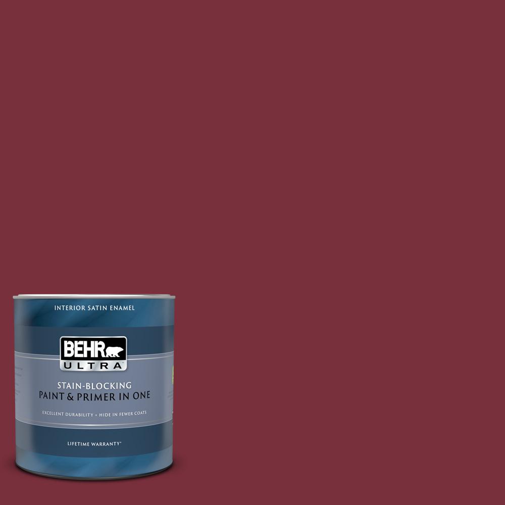 BEHR ULTRA 1 Qt PMD 43 Velvety Merlot Satin Enamel Interior Paint And