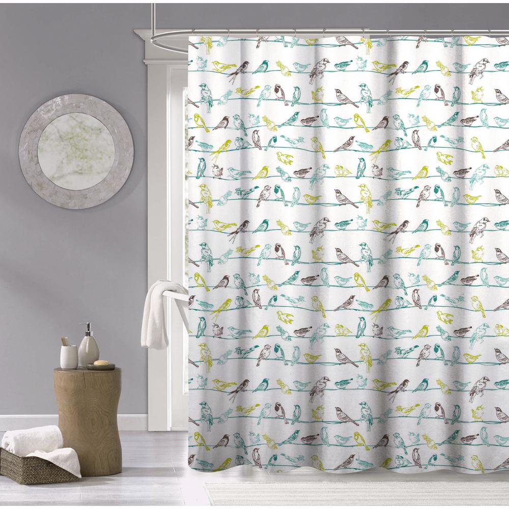 Dainty Home Cotton In X In Birds Printed Shower Curtain