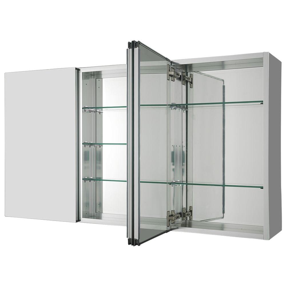 Pegasus 36 In X 31 In Recessed Or Surface Mount Tri View Bathroom Medicine Cabinet With Beveled Mirror Sp4589 Oopes