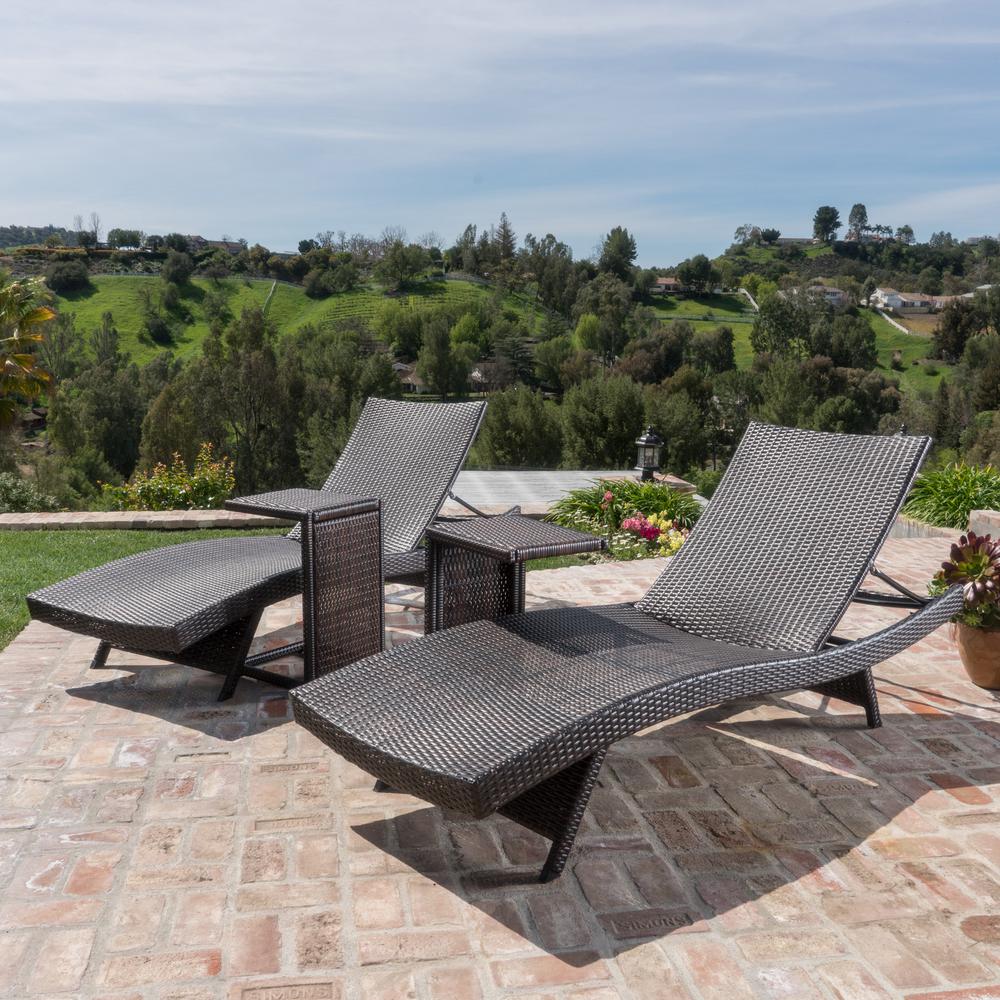 Noble House Salem Brown Wicker Outdoor Chaise Lounge Set Of 5 2279