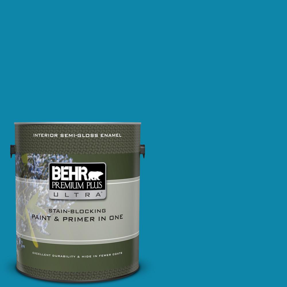 Behr Premium Plus Ultra Gal P Hacienda Blue Semi Gloss Enamel