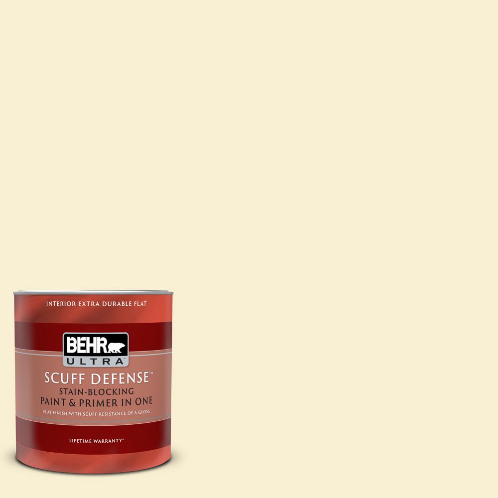 BEHR ULTRA 1 Qt YL W03 Honied White Extra Durable Flat Interior Paint