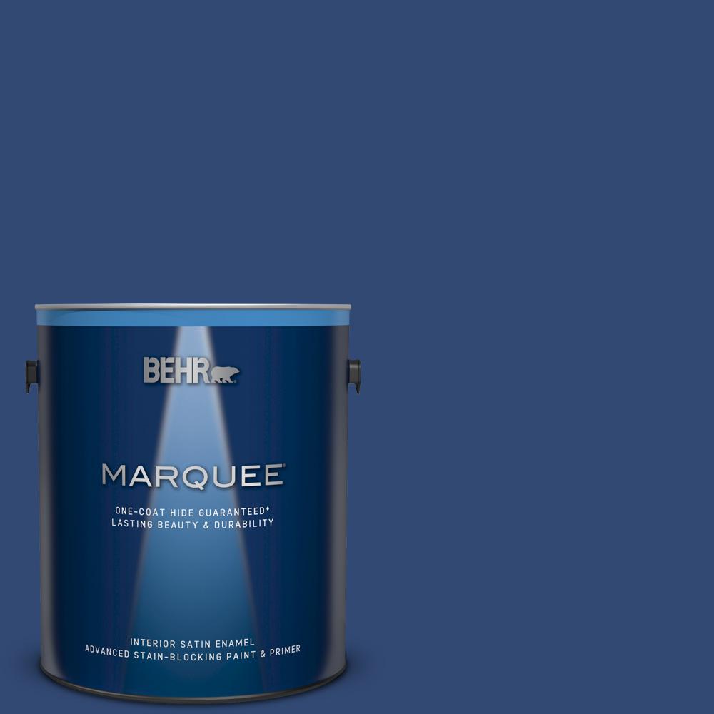 BEHR MARQUEE 1 Gal S H 580 Navy Blue Satin Enamel Interior Paint And