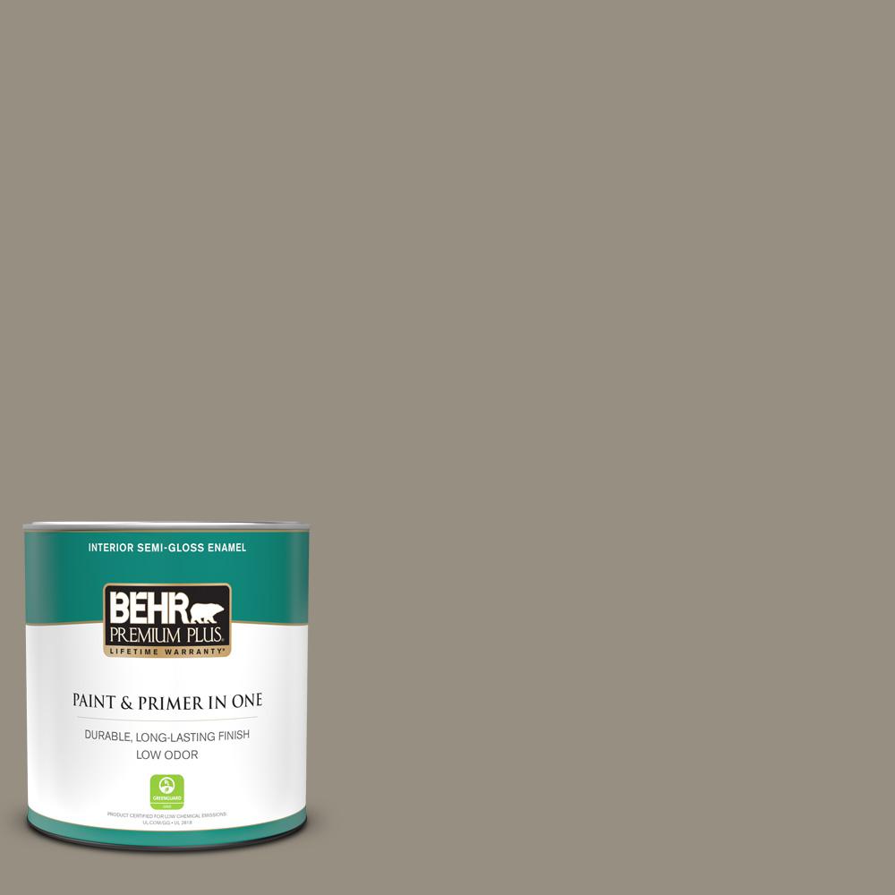 Behr Premium Plus Qt N Gray Squirrel Semi Gloss Enamel Low