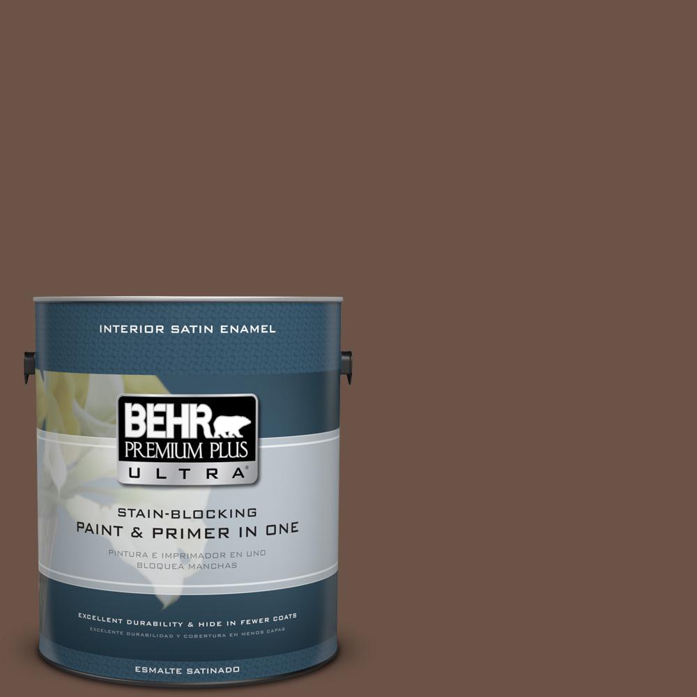 Behr Premium Plus Ultra Gal Mq Well Bred Brown Satin Enamel