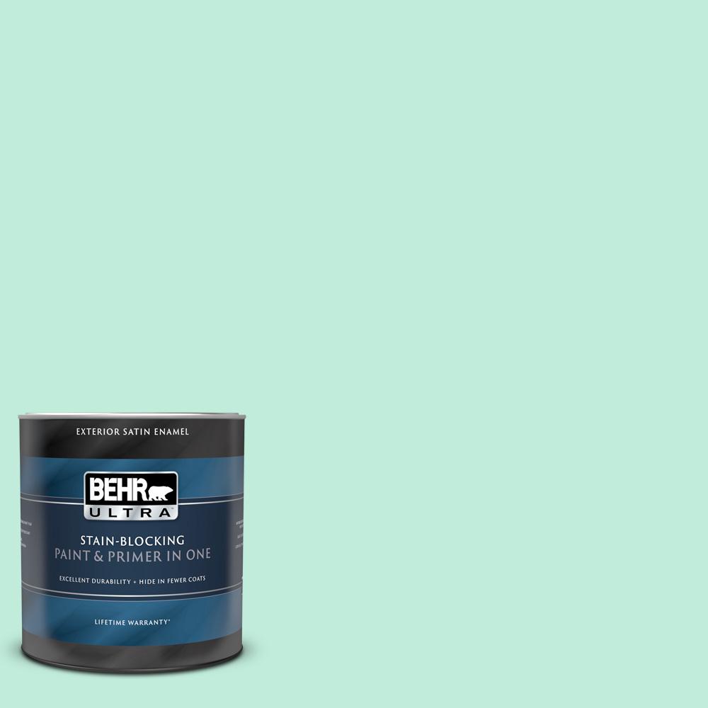 Behr Ultra Qt A Seafoam Pearl Satin Enamel Exterior Paint And