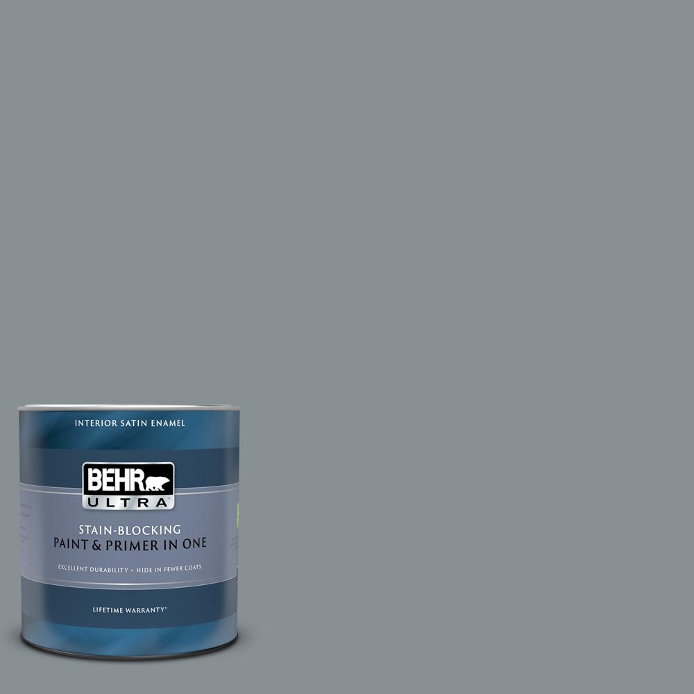 Behr Ultra Qt Mq Gotham Gray Satin Enamel Interior Paint And