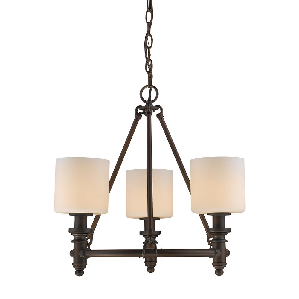 Hampton Bay Carina 3 Light Aged Bronze Chandelier With Tea Stained