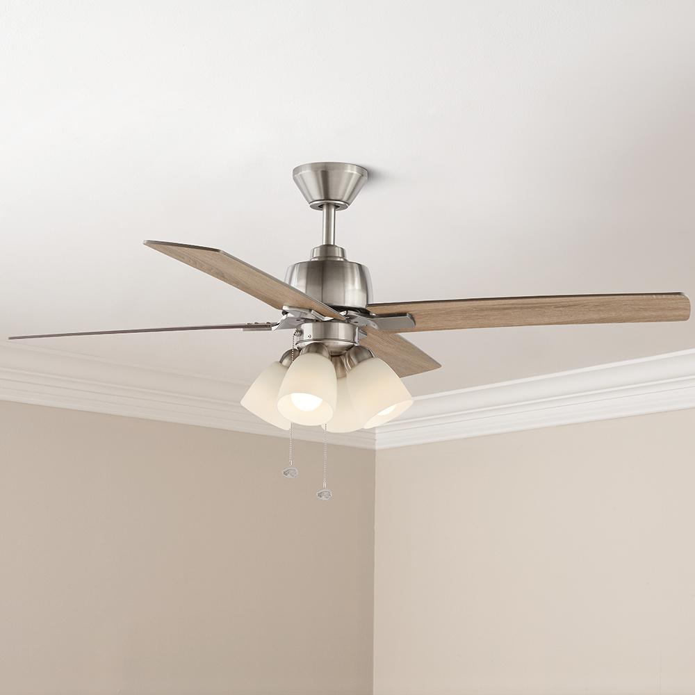 Hampton Bay Malone 54 In Led Brushed Nickel Ceiling Fan With