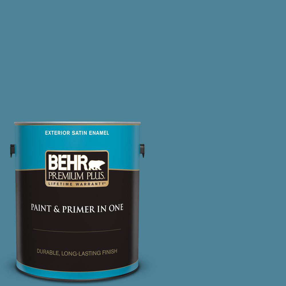 Behr Premium Plus Gal S Blue Moon Bay Satin Enamel Exterior