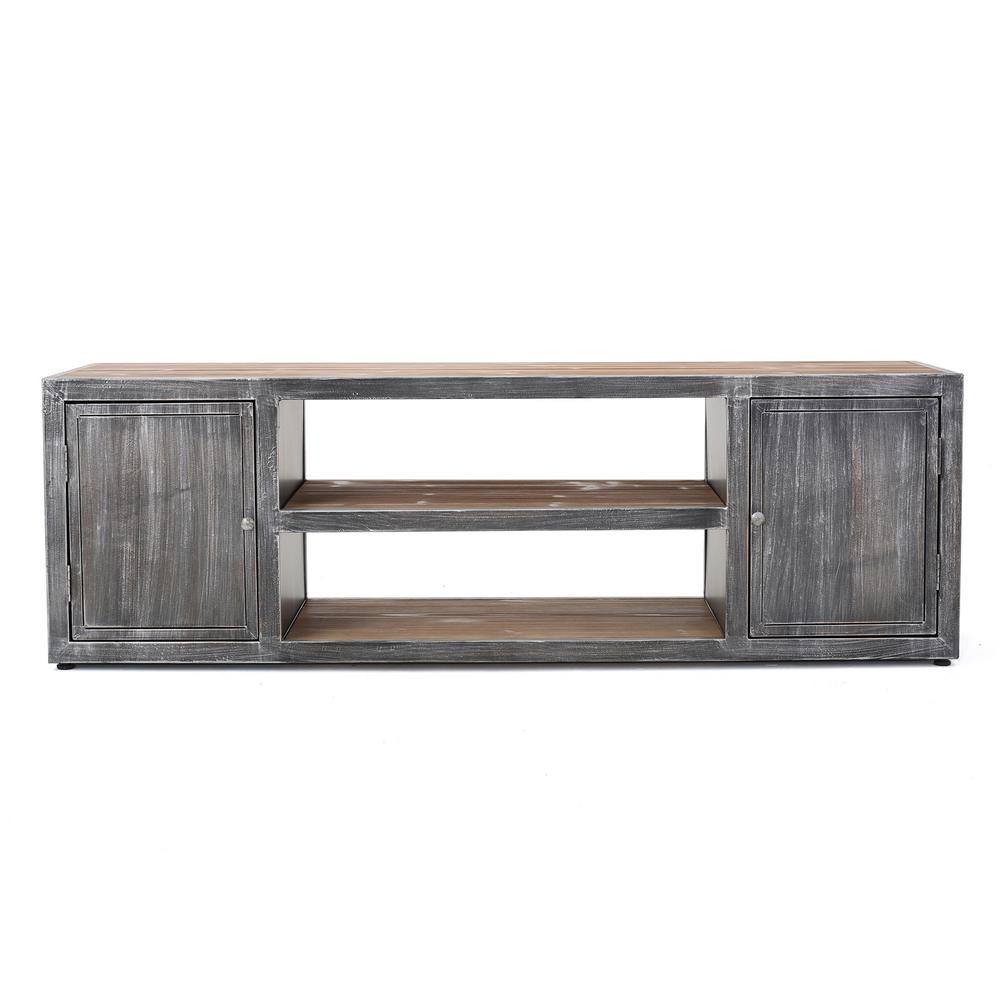 Le House Rustic Gray Wood Tv Console With 2 Doors And Shelves Rustic Gray Wood Tv Console With 2 Doors And Shelves