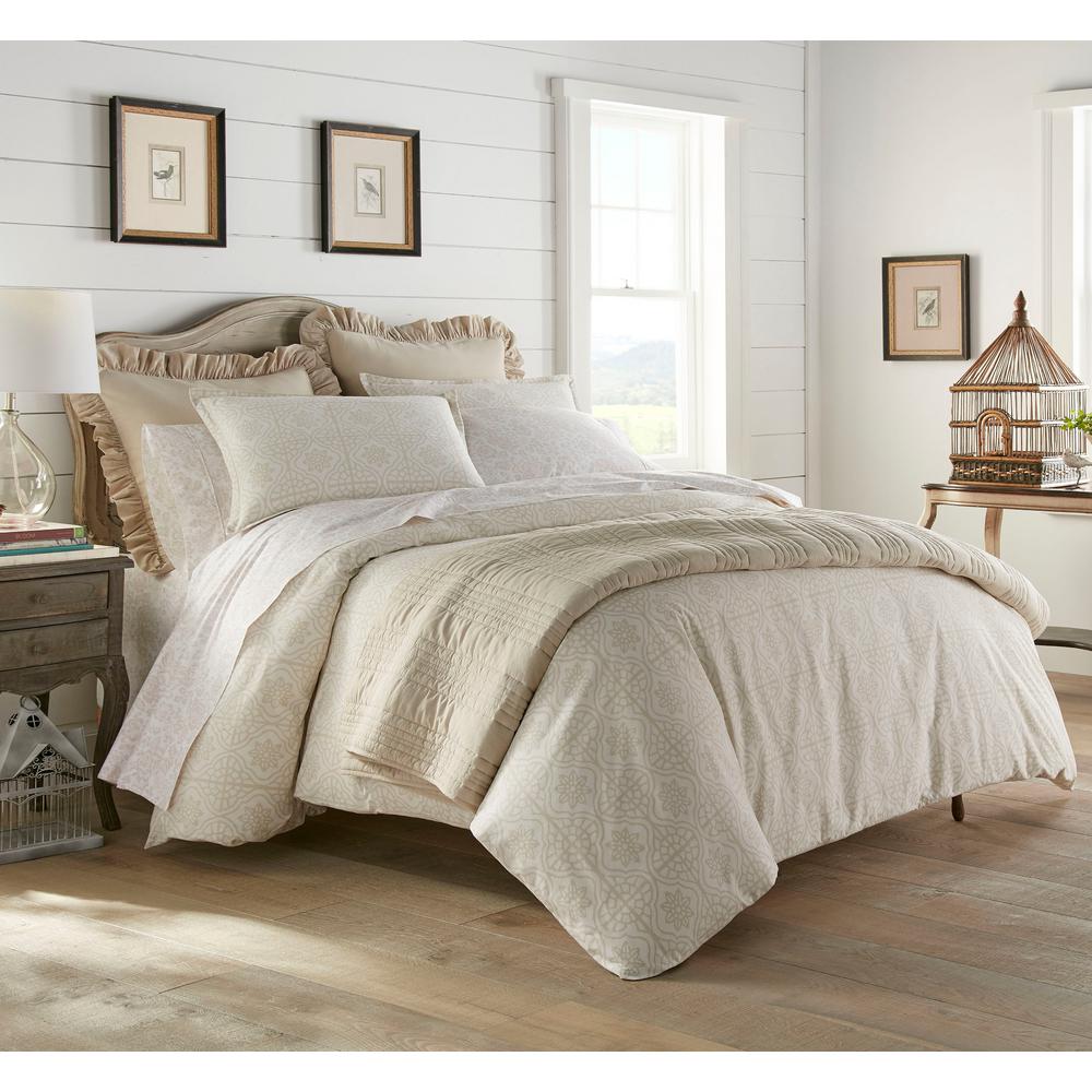 Stone Cottage Florence Natural Piece Cotton Full Queen Comforter Sham