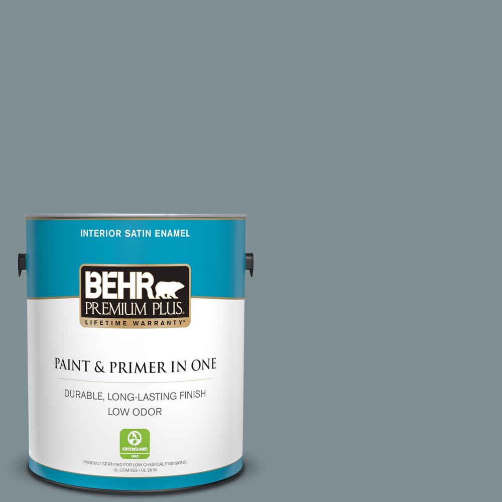 BEHR PREMIUM PLUS 1 Gal 740F 4 Dark Storm Cloud Satin Enamel Low Odor