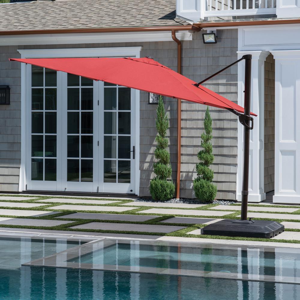 Hampton Bay 11 Ft Led Round Offset Outdoor Patio Umbrella In