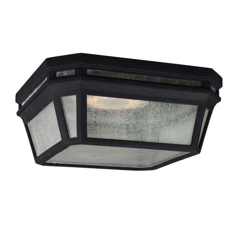 Traditional Feiss Moxaz Londontowne 2 Light Black Outdoor Ceiling Fixture