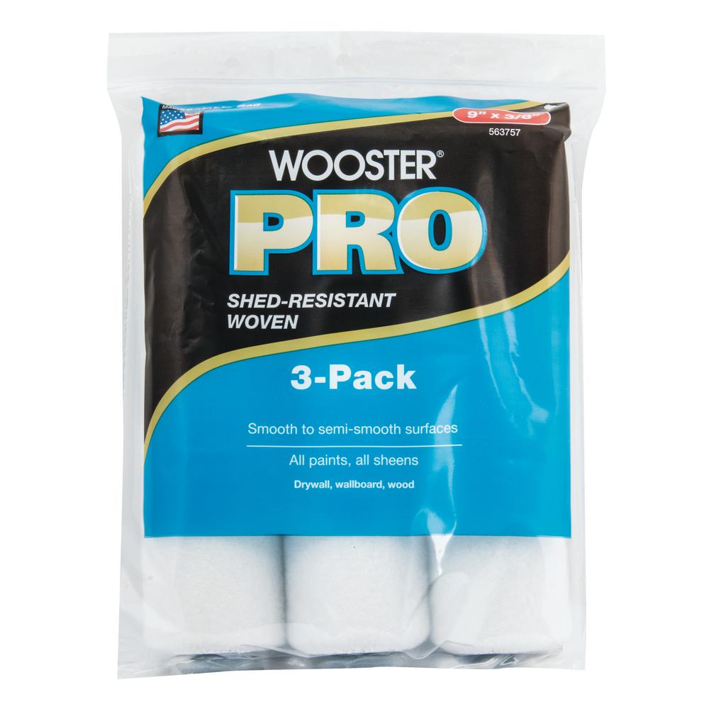 Wooster 9 In X 3 8 In High Density Pro Woven Roller Cover 3 Pack