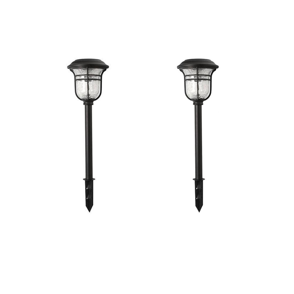 Hampton Bay Solar Powered Black LED Path Light Landscape Outdoor