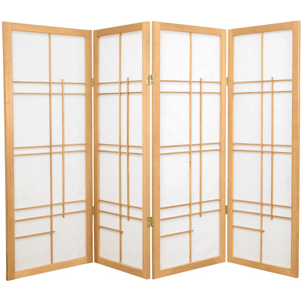 Oriental Furniture 4 Ft Natural 4 Panel Room Divider CLEUDES NAT The