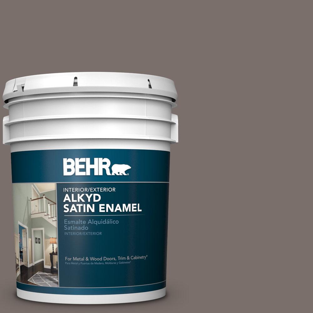 BEHR 5 Gal N200 6 Kindling Satin Enamel Alkyd Interior Exterior Paint