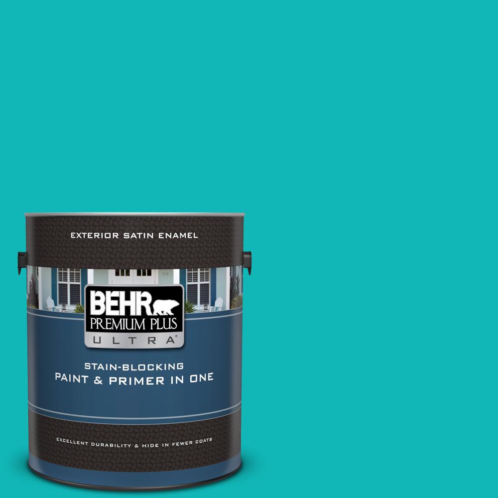 BEHR Premium Plus Ultra 1 Gal MQ4 21 Caicos Turquoise Satin Enamel